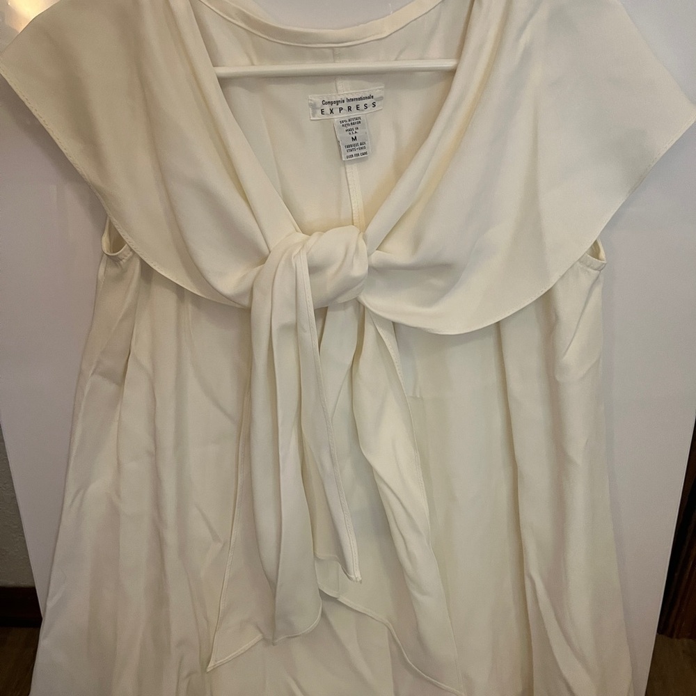 Express Cream Tie-Front Blouse